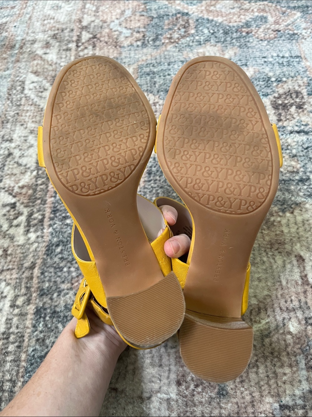 Preston & York Yellow Stap Block Heel Sandals - Picture 5 of 5